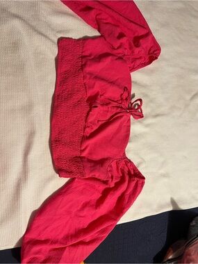 SHEIN Hot Pink Off-Shoulder Crop Top